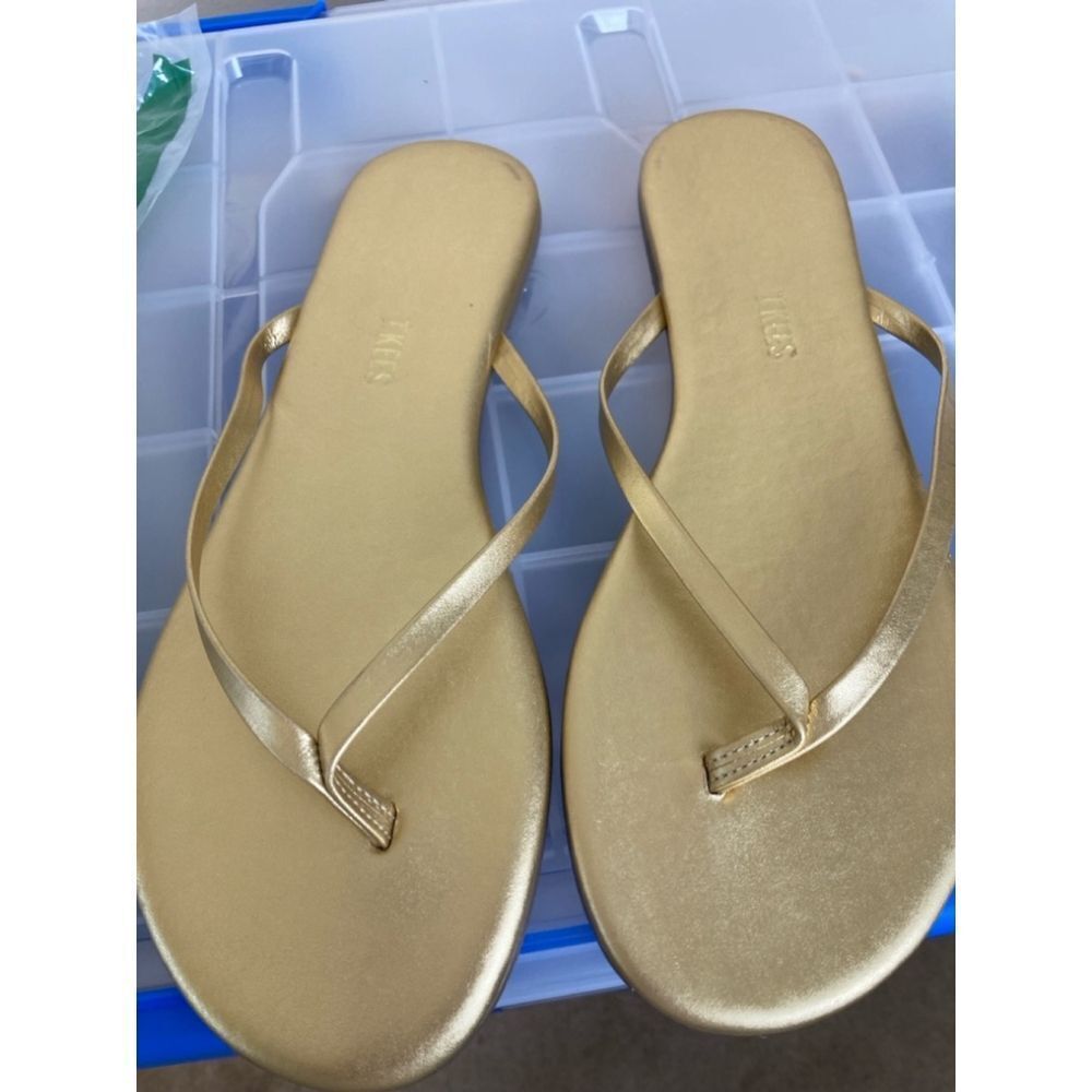 TKEES Leather Thong Sandal Size 10 Blink (Gold)